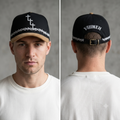 YAHWEH Snapback Cap - White male model front and back
